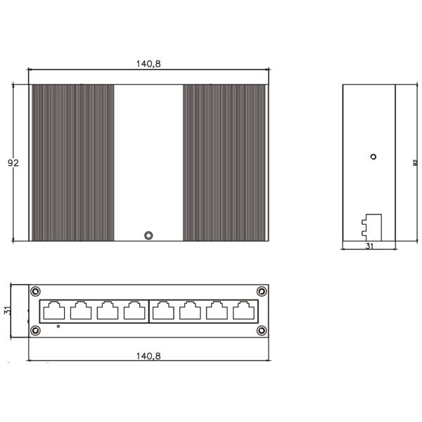 Industrial Unmanaged DIN Rail Network Switch 8 Port 100Mbit/S