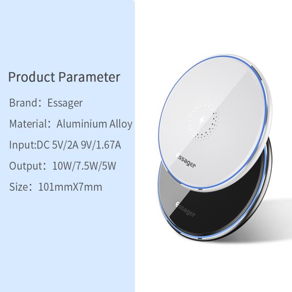 Essager 2022 Mirror Desktop Wireless Mobile Phone Charger Fast Qi Wireless Charger 10W
