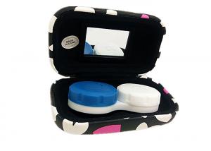 China Heart Pattern Iron Contact Lens Travel Case Lovely Suitable For Women / Youth wholesale