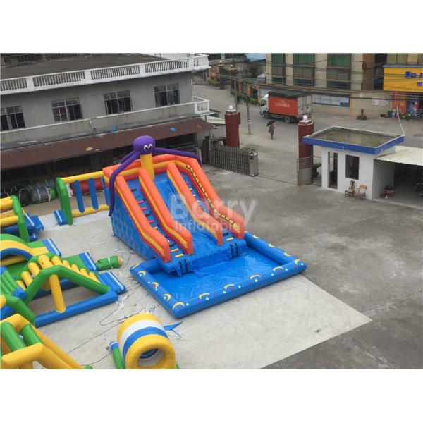 Large Octopus Inflatable Water Park , Inflatable Pool Slide On Land Park