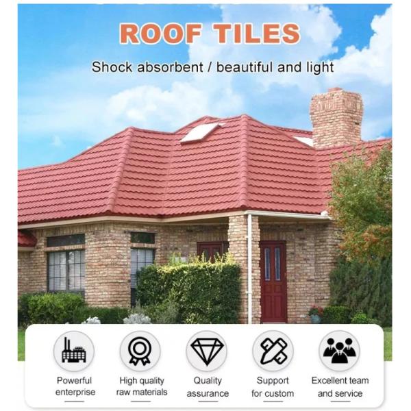 Heavy Duty Bond Tile Stone Coated Aluzinc Metal Roofing Bond Tile Beige Red Color Customized Sample Free