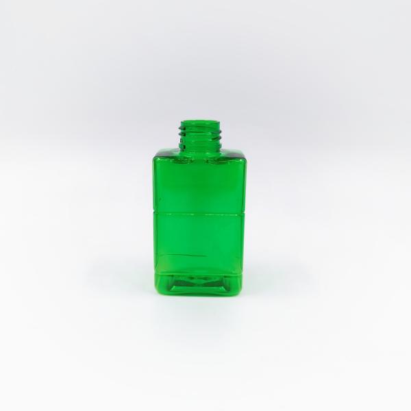Square 100ml Green PET Plastic Bottle 24mm With Lotion Pump
