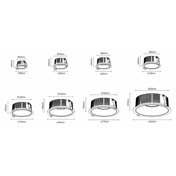 2.5 inch led ceiling lamps 120 degree 7Watt spotlights adjustable led recessed downlight