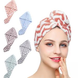 China Quick Drying Large Hair Microfiber Turban Towel Wrap Custom Color With Buttons wholesale