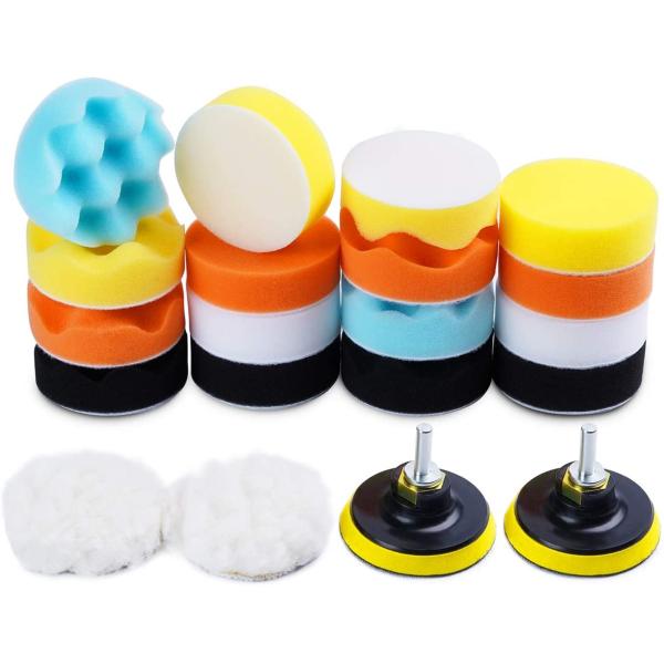 22PCS Car Buffer Polisher Pads Sponge Material White Blue Black Yellow