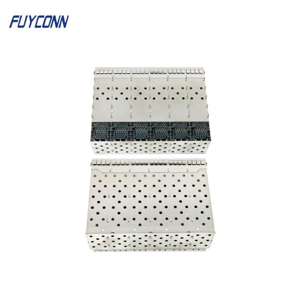 240 Pin SFP+ Fiber Optic Connector 2x6 Dual Port with Light Pipe