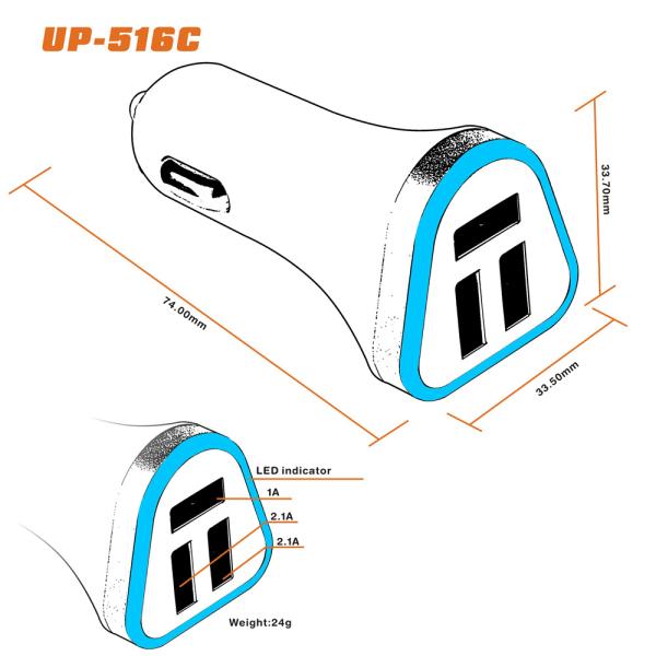 3USB4.8A car charging multiple vehicle mobile phone charger loudspeaker charging head