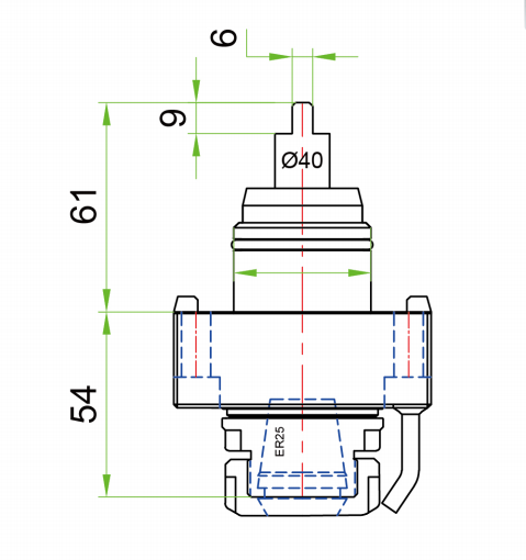 High Rigidity BMT40/0/ER25 Powered Tool Holder For High Precision Machining CNC Lathe & Milling Machine Compatible