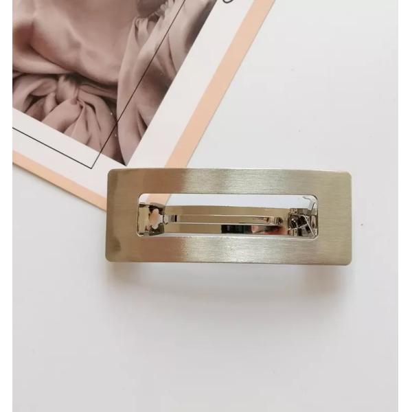 Golden Silver Metal Spring Hair Clips Women Girls Fashion Square Bobby Pin 8x3cm