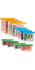 Reusable Gallon Bags &amp; 8 Reusable Sandwich Bags &amp; 8 Reusable Snack Bags