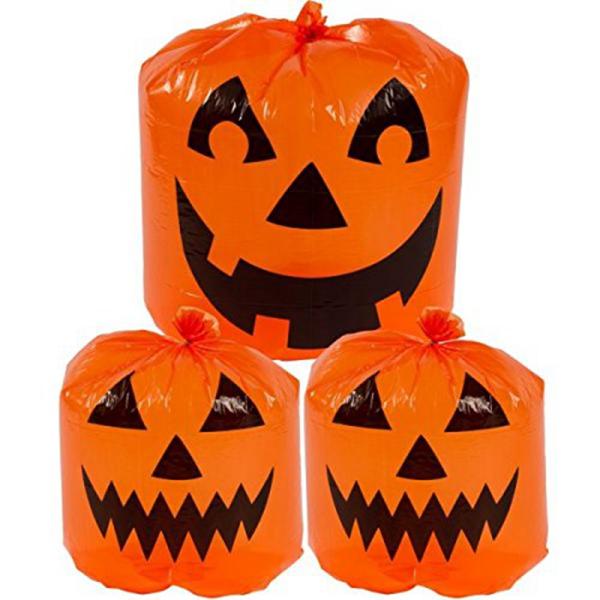Halloween Decorative Giant Lawn Bags Pumpkin Shape With Twist Ties