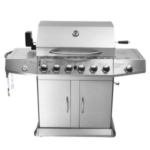 China High Temperature Enamel 6 Burner Gas BBQ Grill  With Cabinets Wheels wholesale