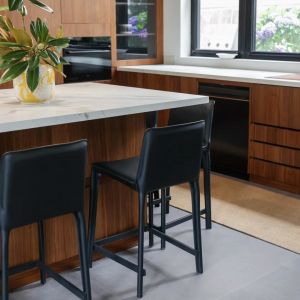 Custom Matt Modern Island Designs Storage Wood Grain Kitchen Cabinet For Villa