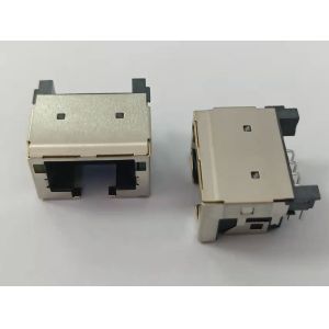 Right Angle RJ45 Female Connector , Shielded Low Profile RJ45