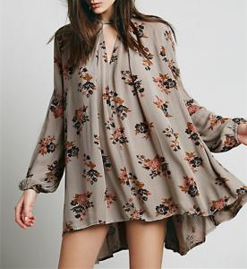 China Ladies fahsion print swing tunic, long sleeve short dress, blouse wholesale
