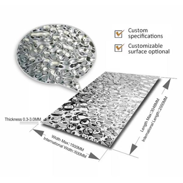 Water Ripple Stamped PVD Stainless Steel Sheet Metal Cladding Decoration Material Anti Scar Wall Sheet
