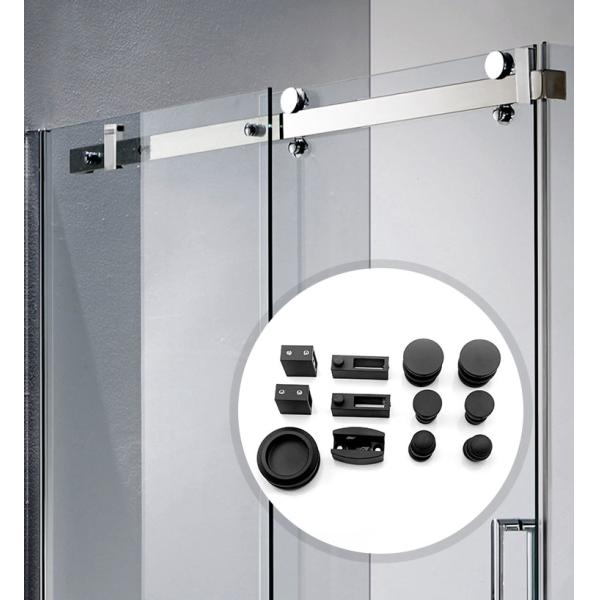 Round Tray Shape Black Sliding Shower Door Kit for 8-12mm Safe Glass Hardware Included