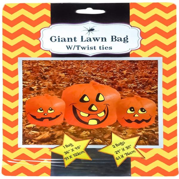 Halloween Decorative Giant Lawn Bags Pumpkin Shape With Twist Ties