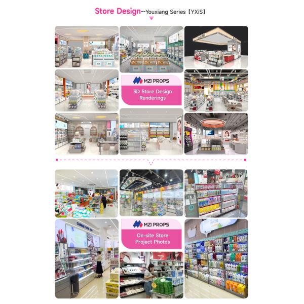 Makeup Display Shelf Integral Back Cabinet With Light-box For Cosmetic Store Interior Design And Decoration