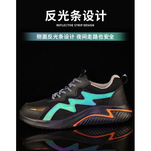 Electrical Safety Shoes Work Shoes With Anti-smashing Plastic Toe Shoes For Men EVA Sole Men's Work Shoes Flyknit Kevlar Midsole Safety Shoes