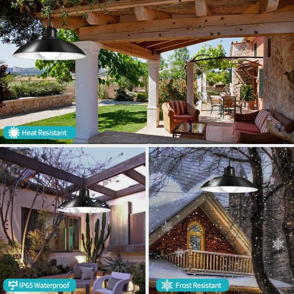 400lm IP65 Solar Powered Pendant Light Dusk To Dawn Light For Indoor Outdoor Garage