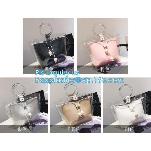 Semi Clear Plastic Gift Bags With Brown Handle Wedding Gift Packaging Bags Birthday Handbag Party Favors PP Gift Wrap