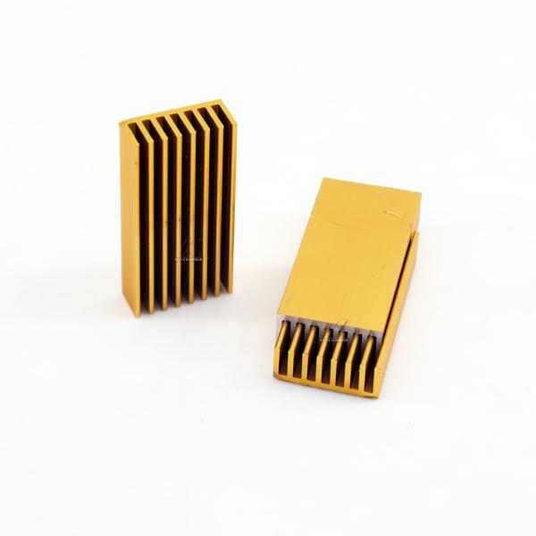 Gold Extruded Skived Fin Heat Sink Aluminum Profiles 50 X 20 Mm Copper Pin Bonded