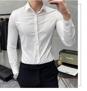 China 1000 Fashion Autumn Solid Color Long Sleeve Dress Men Clothes Shirts For Men Slim wholesale