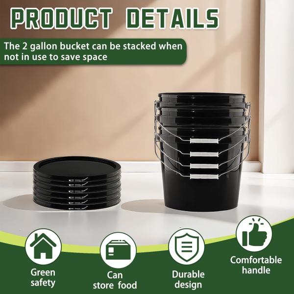 Gallon Bucket With Lid And Handle, Large Plastic Storage Paint Pail Brine, Fermenting For Beer, Wine Or Any Other Fermented Beverage Liter Round