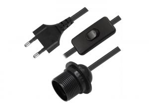China Black Color Lamp Power Cord / Lamp Dimmer Cord EU 2 Pin Plug For Home Appliance wholesale