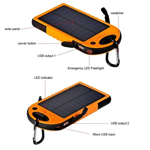 Universal 12000mah Waterproof Solar Power Bank battery Charger For iPhone LG MI