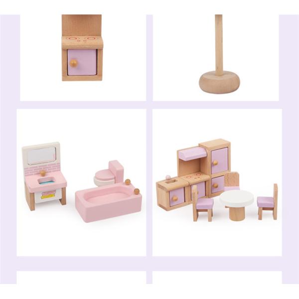 Classical 10.5cm Natural Mini Wooden Doll House Toys Furniture