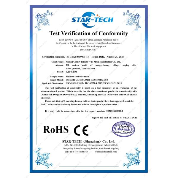 2mm Stainless Steel Cable Mesh Netting 316 Grade Used For Safety Nets