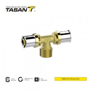China Heating System  Brass Press Fittings Male Tee Fitting ISO228  Thread 63G on sale