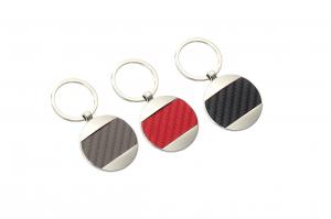 China Red Carbon Fibre Leather Key Chains 5mm Pantone Black Leather Key Holder wholesale