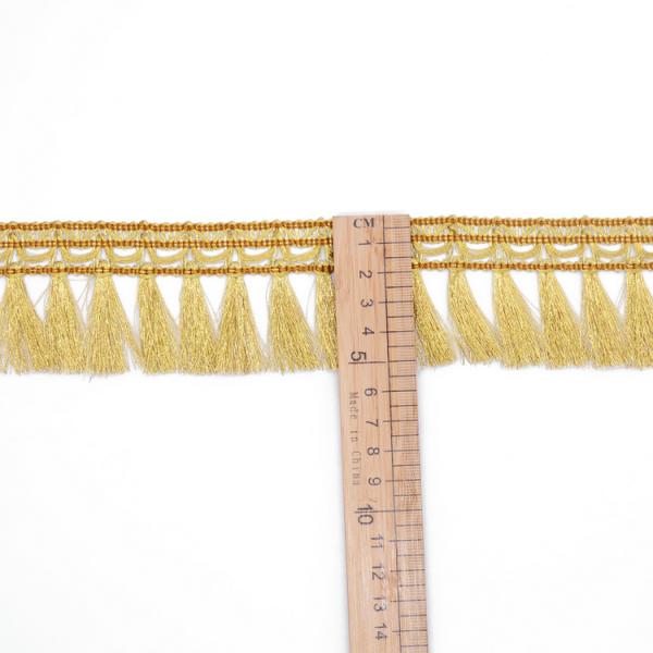 5cm Curtain Cushion Metallic Golden Tassel Fringe Trim
