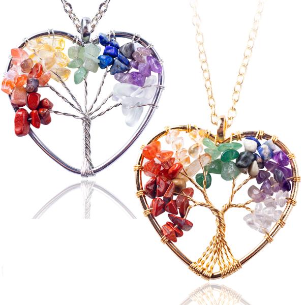 5*5cm Tree Of Life Necklace With Chakra Stones Pendant