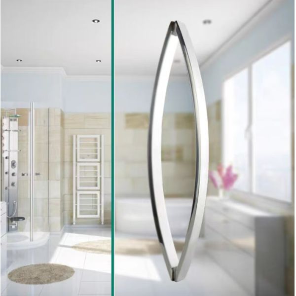Moon Shape Arc Square Shower Room Glass Door Handle Toilet Bathroom Door Handle