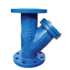 China HJ DIN  Y Type Strainer Cast iron Double Flange Filter Blue RAL 5017 wholesale