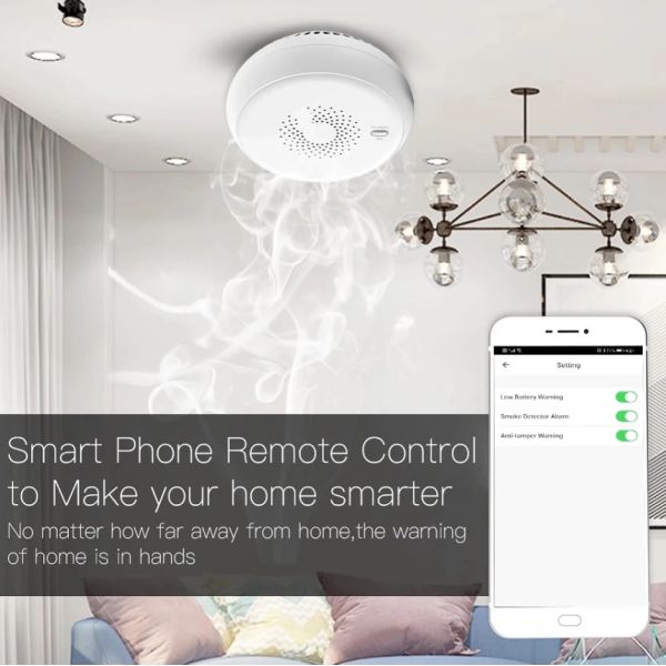 Plastic Cover Smart Alarm Smoke Zigbee Detector Tuya App Control Household Sensor