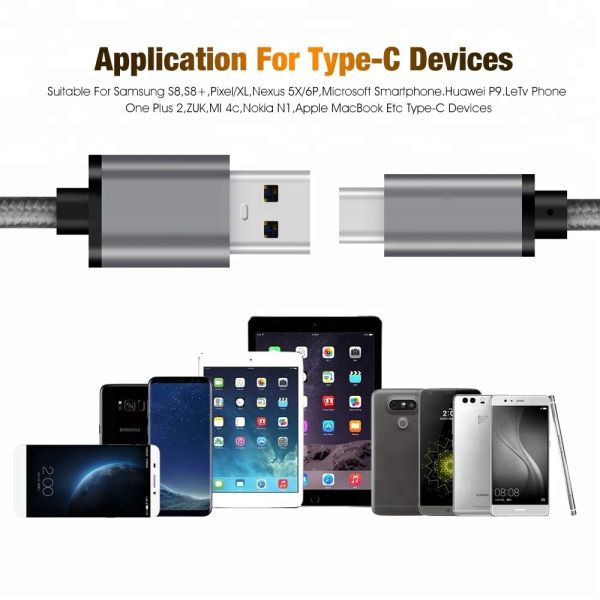 Data Charging USB Type C Cable To 3.0 A Male With Quick Transmission Speed
