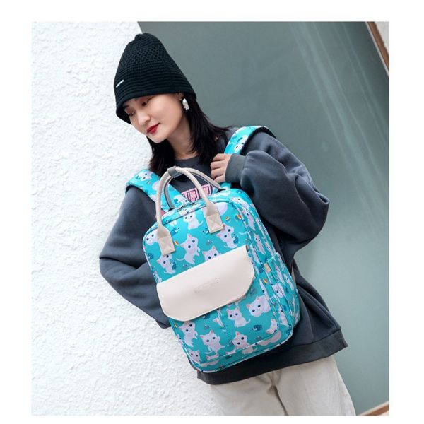 Animal Prints Polyester Rucksack Changing Travel Diaper Bags 27*15*42cm