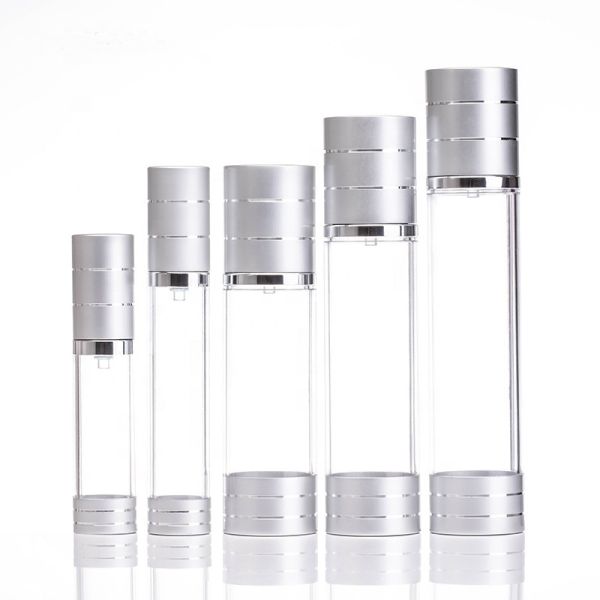 Quality PET Round 4oz Clear Airless Pump Lotion Bottle 50ml 100ml for sale