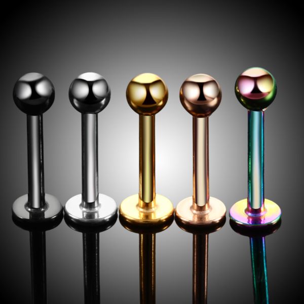 Surgical Steel Assorted Colors Labret Stud Lip Piercing Ear Cartilage Tragus Helix Ring Fashion Charming Jewelry
