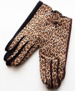 China High End Ladies Fashion Gloves Atmosphere Driving Party Use Warm Leopard Bow wholesale