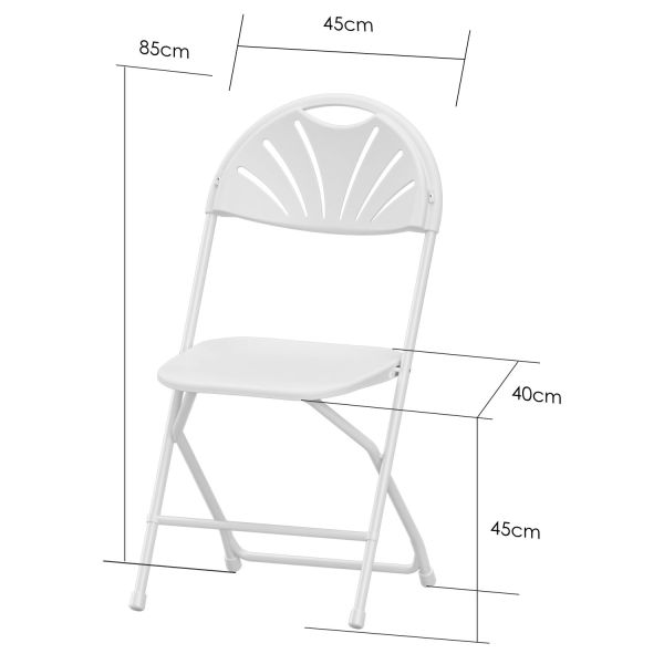 Multi Purpose Outdoor Folding Chairs Round Back White Color PP Resin Plastic Steel