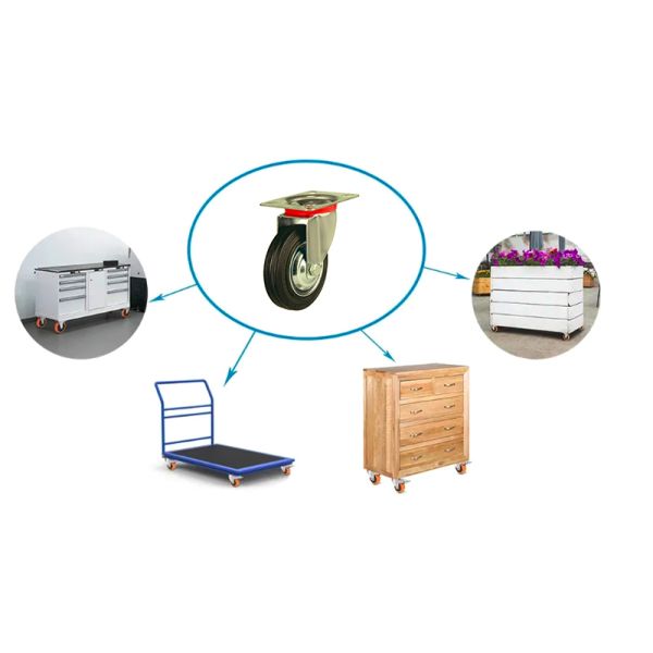 Black 100mm Industrial Swivel Casters , 4 Inch Stem Caster Wheels