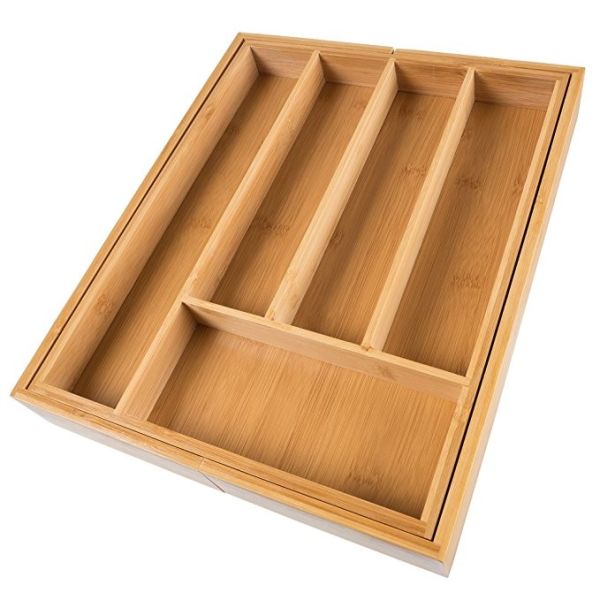 Quality Bamboo expandable cutlery tray drawer organizer for sale
