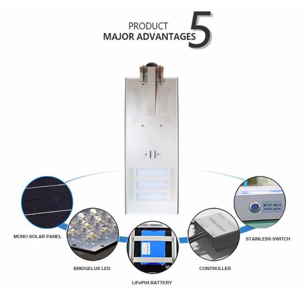 Manufacturer housing ip65 smart outdoor price integrated lighting 60w 80W led solar street lighting