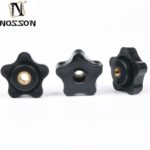 Custom M5 M6 M8 M10 M12 Plum Bakelite Hand Tighten Thread Star Nuts Handle with Metric Measurement System and BS Standard